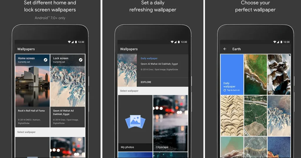 Google Wallpapers comes pre-installed on many Android devices, offering a range of visually appealing wallpapers