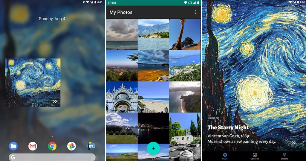 Muzei Live Wallpaper stands out for its unique approach. Acting as a live museum for your phone, it rotates through famous artworks as your wallpaper. 